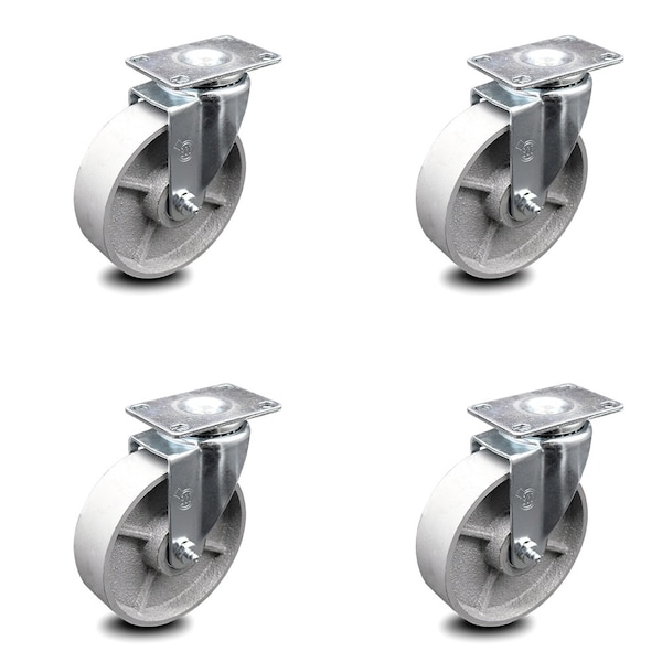 5 Inch Semi Steel Cast Iron Wheel Swivel Top Plate Caster Set